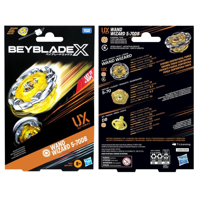 Pacote inicial Beyblade X Wand Wizard 5-70DB UX com Launcher 8+